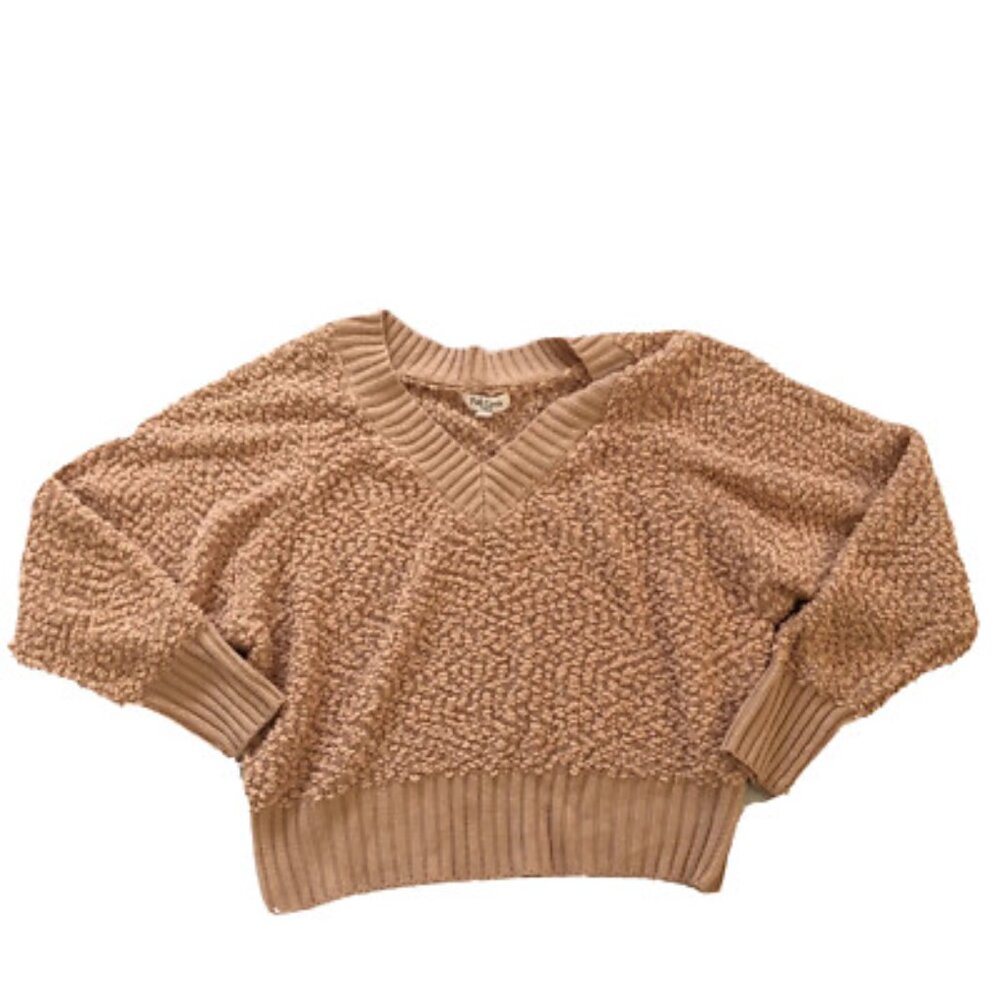 Brown  Soft Cozy Snuggle pullover popcorn knit Sweater size L